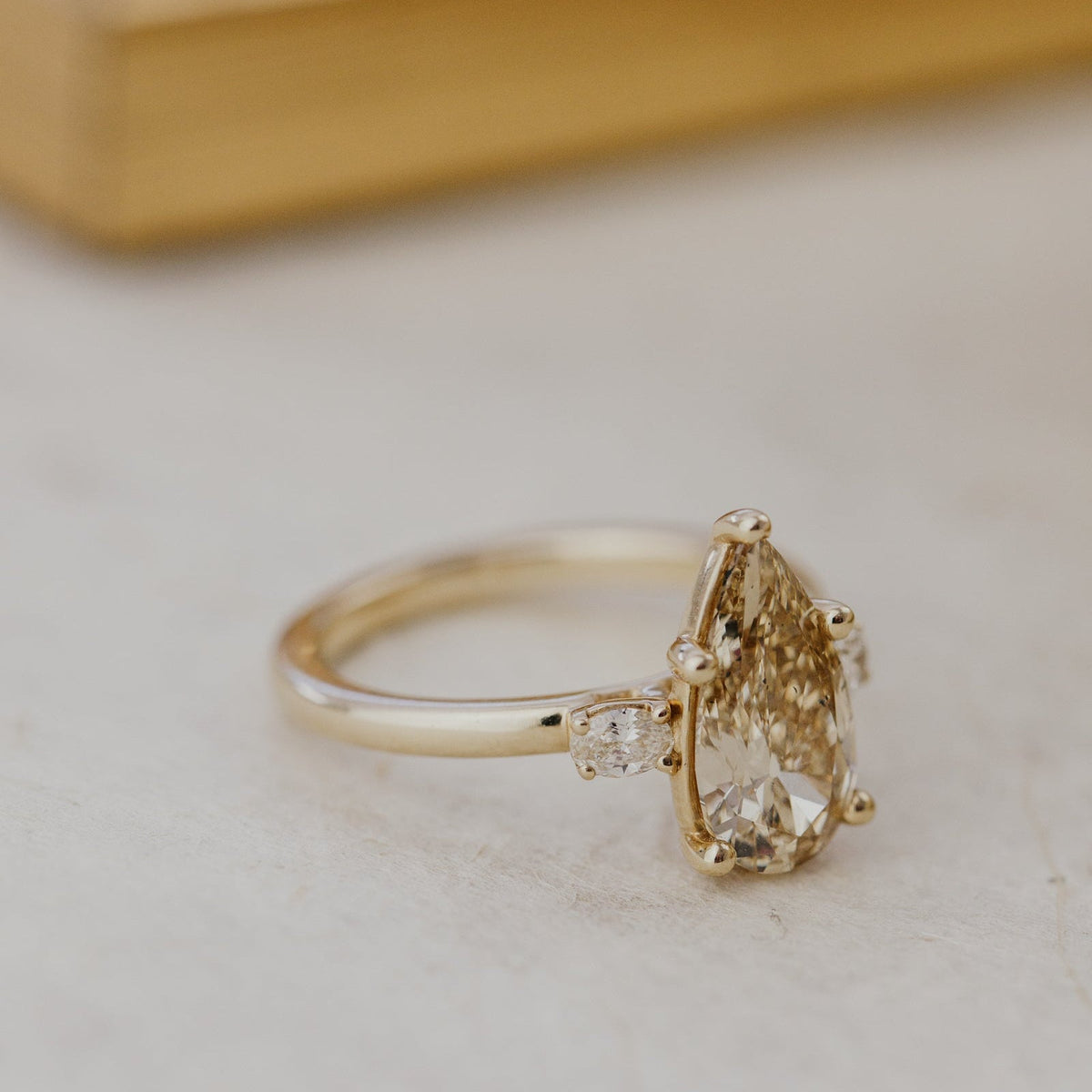 The Ruth Champagne Pear Diamond Ring