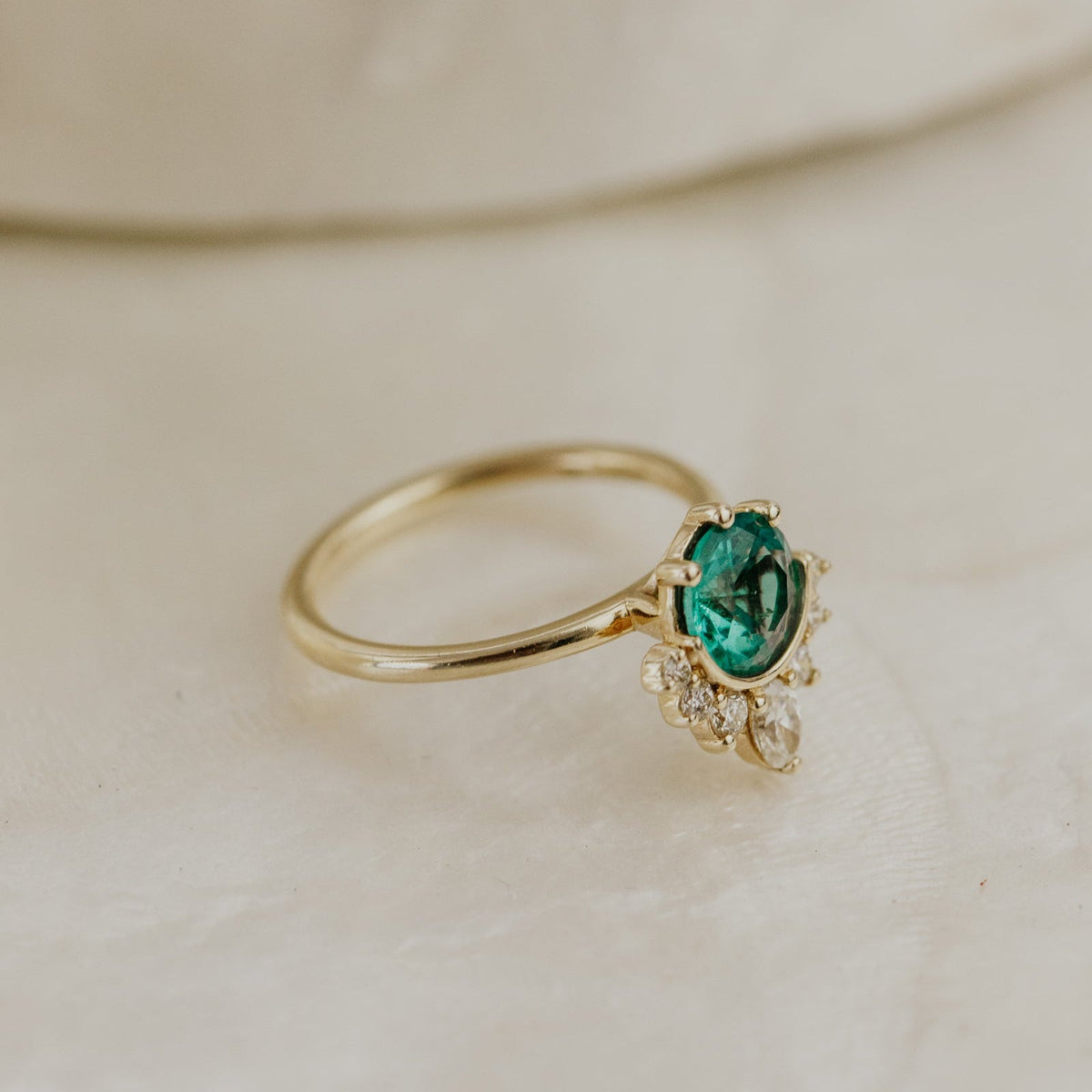 The Athena Round Emerald Ring