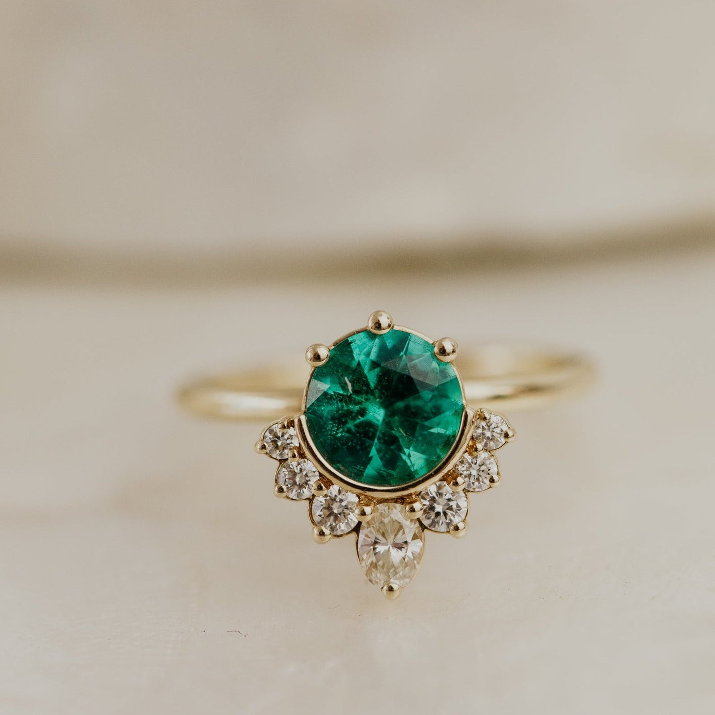 The Athena Round Emerald Ring