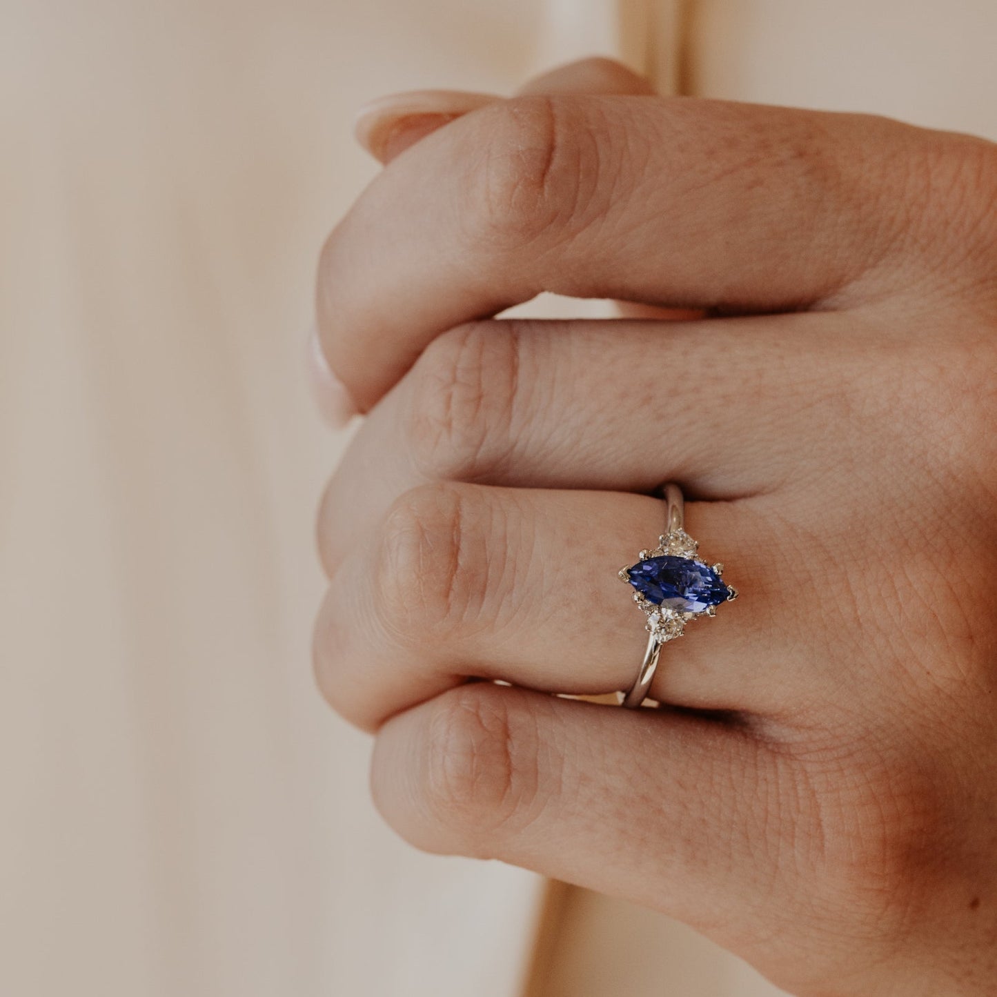The Vivien Marquise Blue Sri Lanka Sapphire Ring