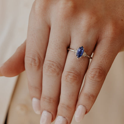 The Vivien Marquise Blue Sri Lanka Sapphire Ring