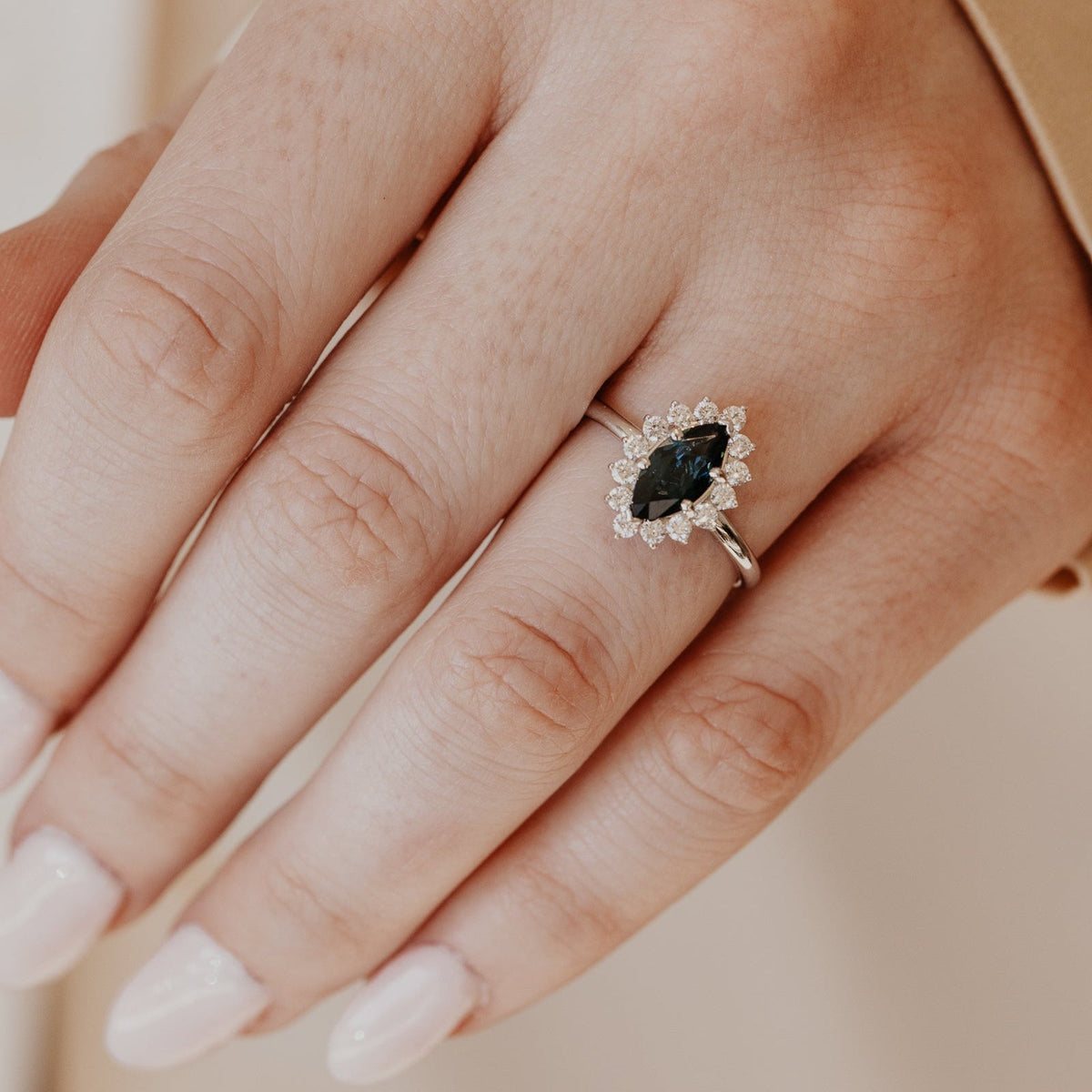 The Nova Marquise Blue Sapphire Ring