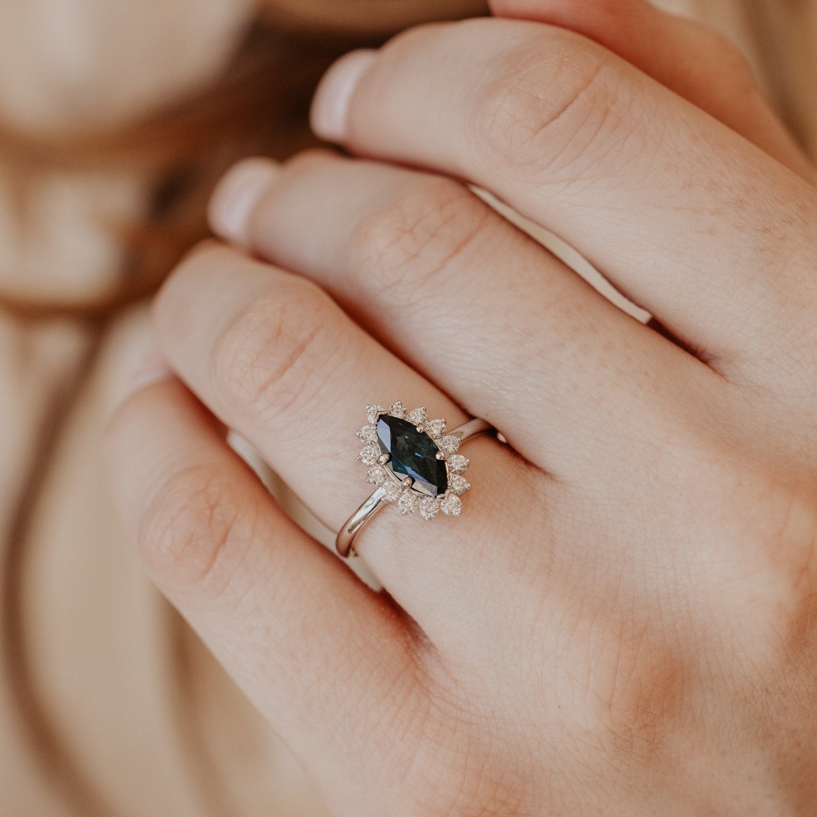 The Nova Marquise Blue Sapphire Ring