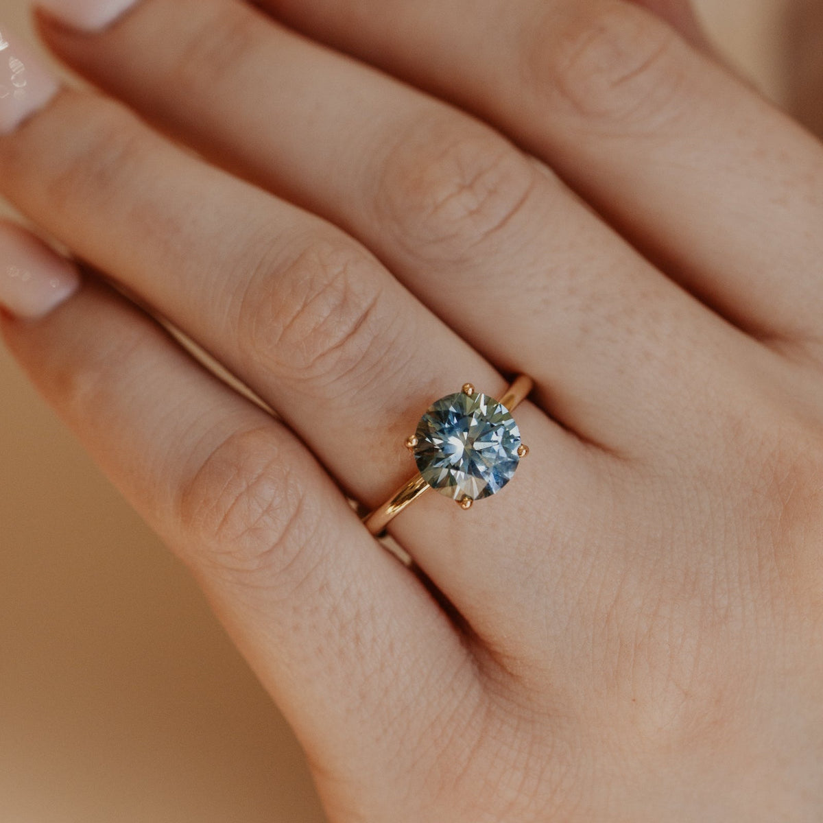 The Maeve Round Montana Sapphire Solitaire