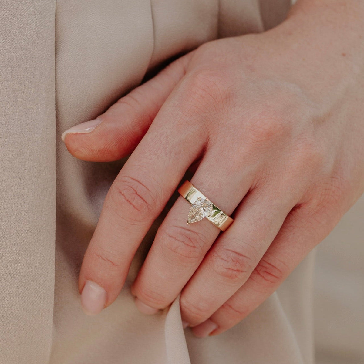 The Sezanne Pear Champagne Diamond Ring