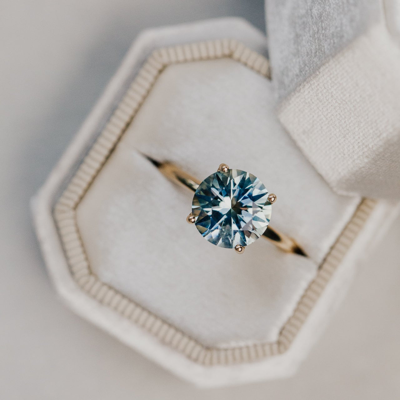 The Maeve Round Montana Sapphire Solitaire