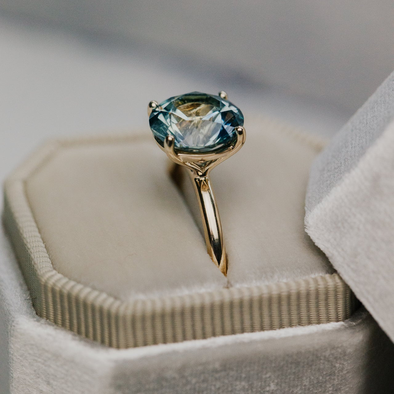 The Maeve Round Montana Sapphire Solitaire