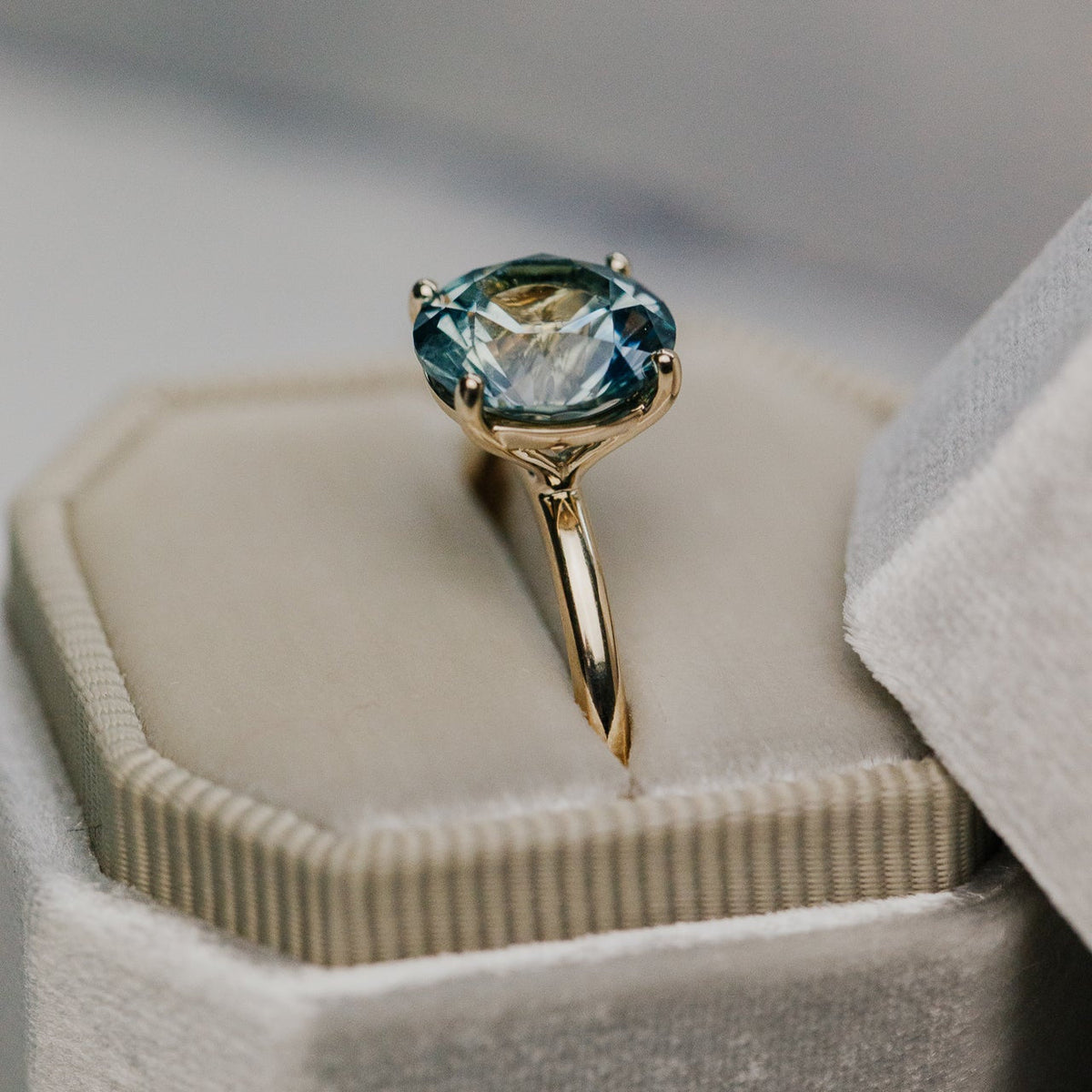The Maeve Round Montana Sapphire Solitaire