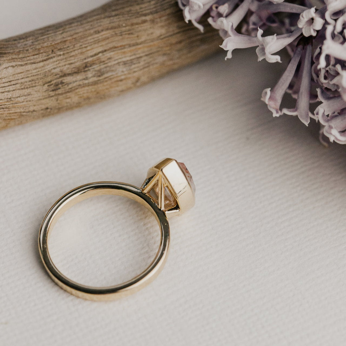 The Lena Pear Clear Rustic Diamond Ring