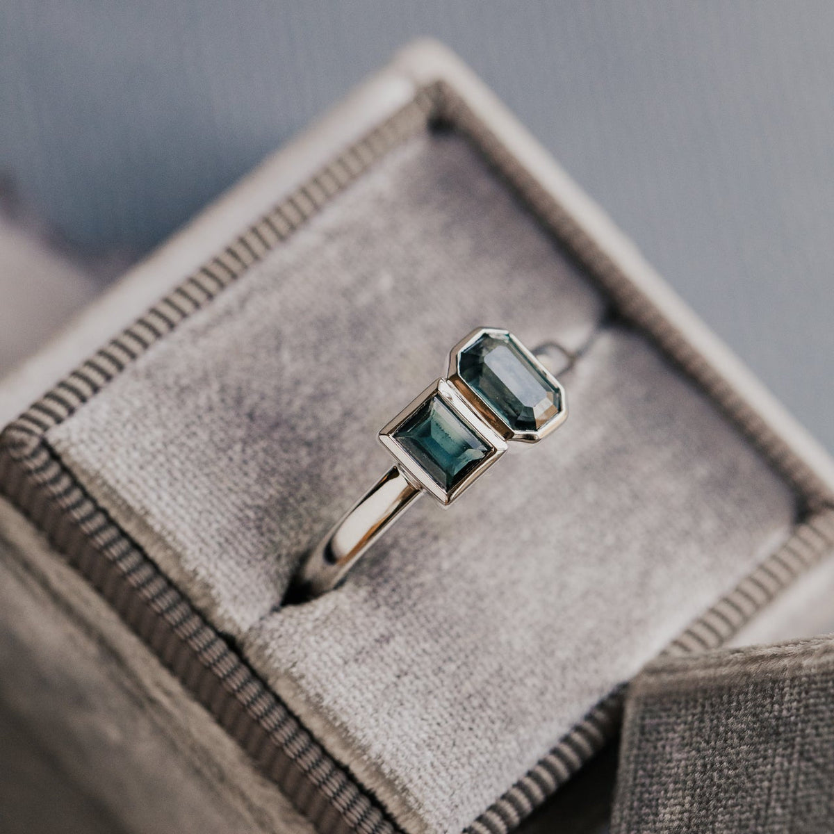The Harbor Emerald Cut and Rectangle Cut Sapphire Ring