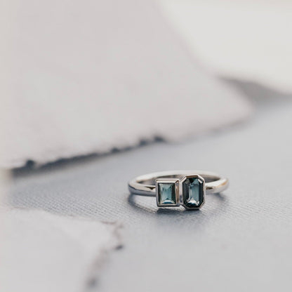 The Harbor Emerald Cut and Rectangle Cut Sapphire Ring