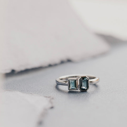 The Harbor Emerald Cut and Rectangle Cut Sapphire Ring