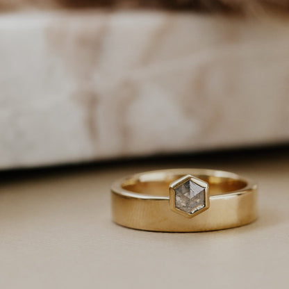 The Sezanne Hexagon Rustic Diamond Ring