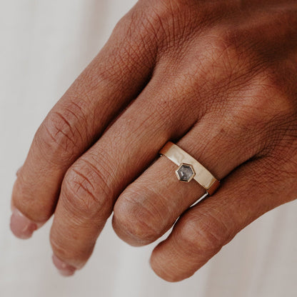 The Sezanne Hexagon Rustic Diamond Ring