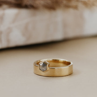 The Sezanne Hexagon Rustic Diamond Ring
