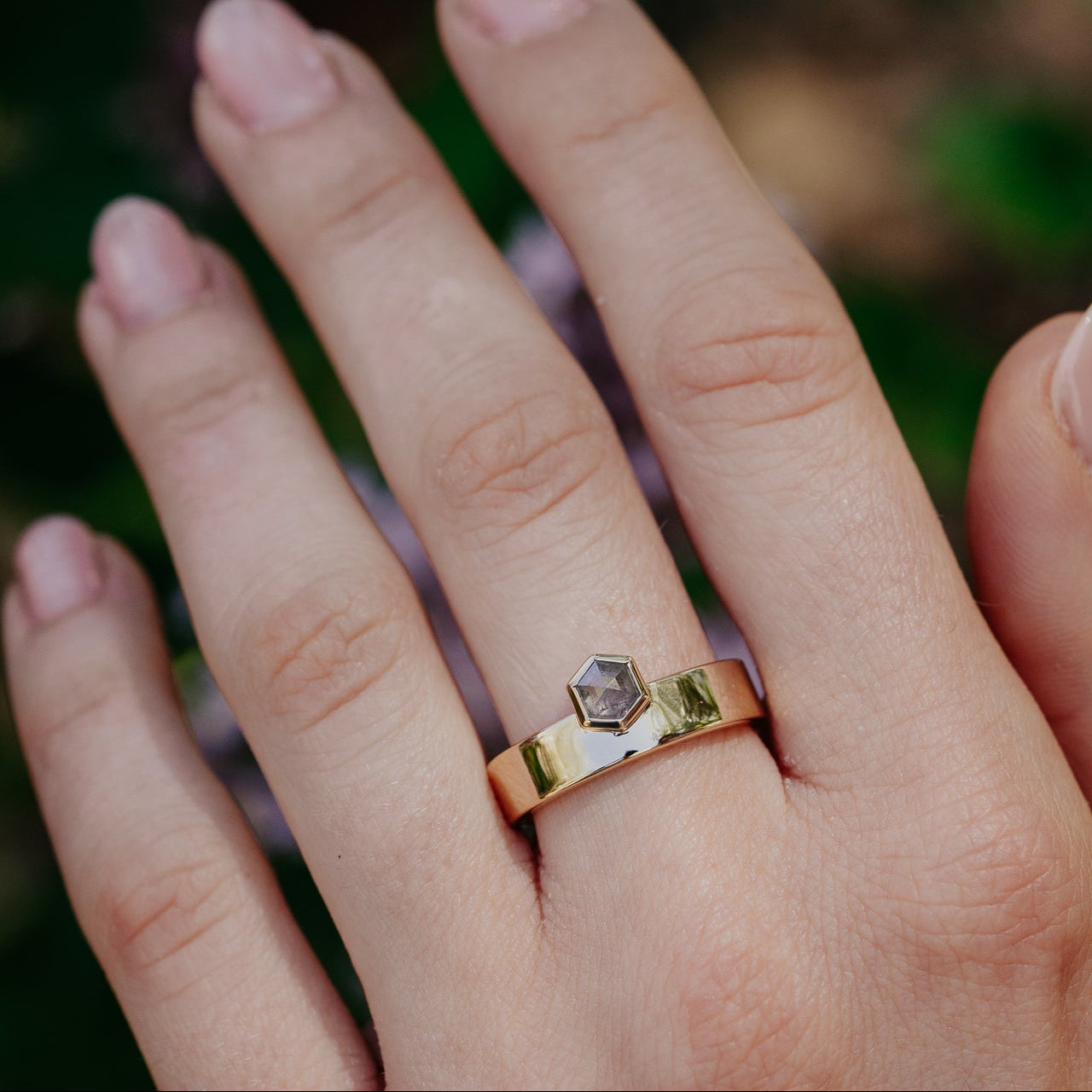 The Sezanne Hexagon Rustic Diamond Ring