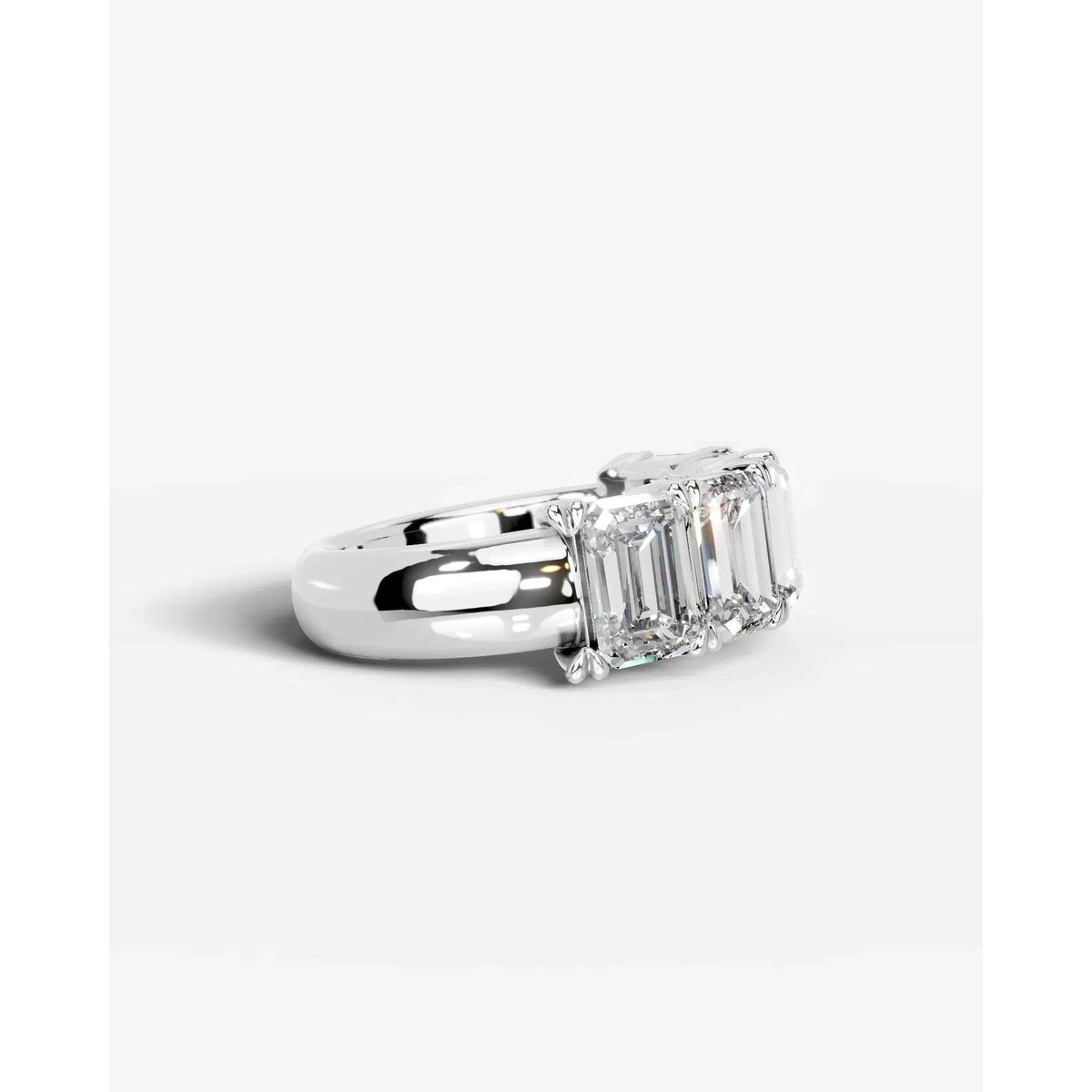 Shandra Lab Grown Emerald Diamond Wedding Ring - Platinum
