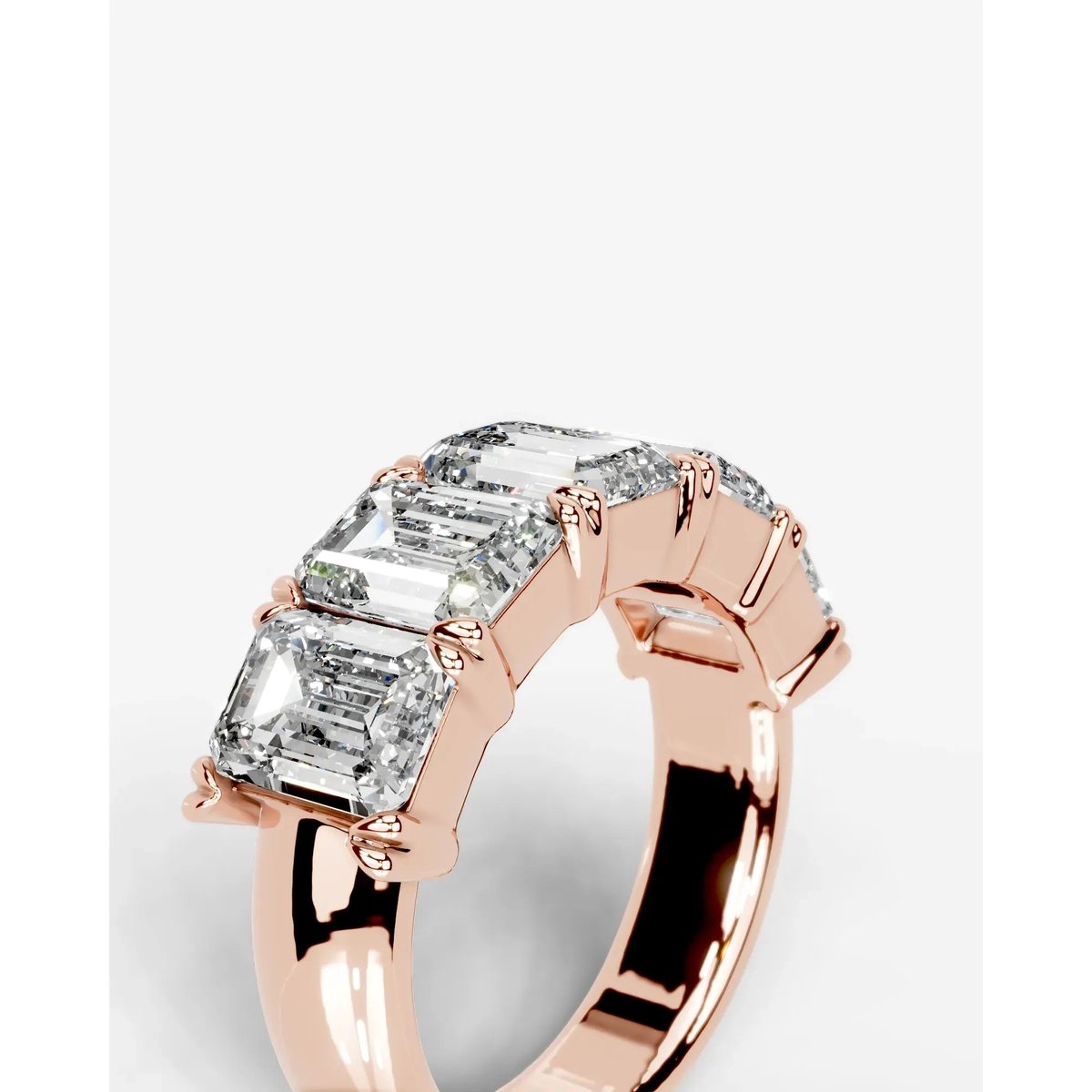 Shandra Lab Grown Emerald Diamond Wedding Ring - Rose Gold