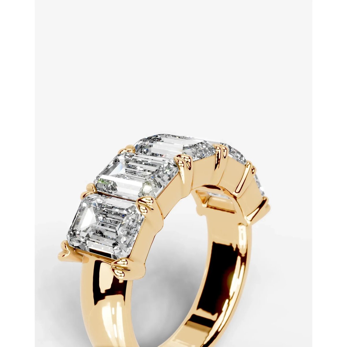 Shandra Lab Grown Emerald Diamond Wedding Ring - Yellow Gold