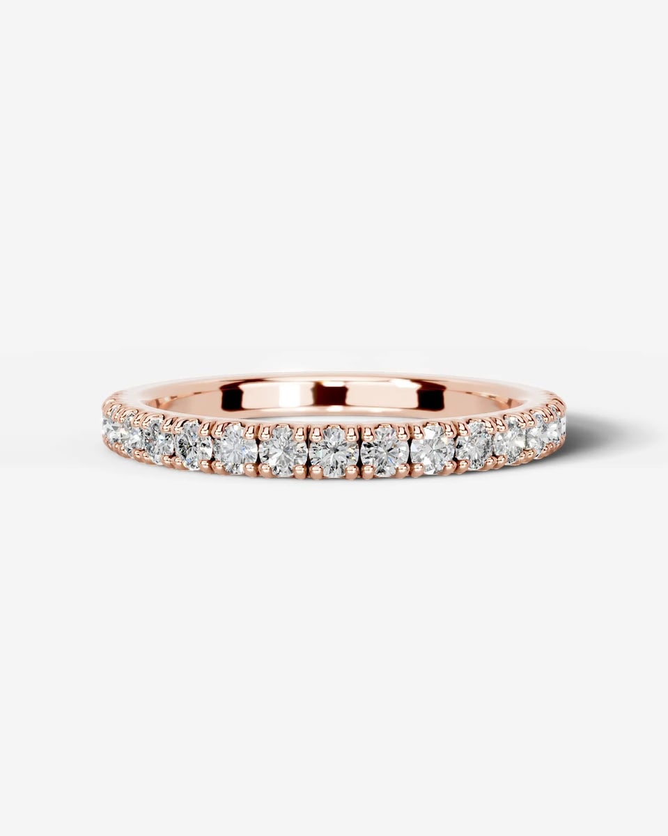 Stephanie Lab Grown Round Diamond Wedding Ring - Rose Gold