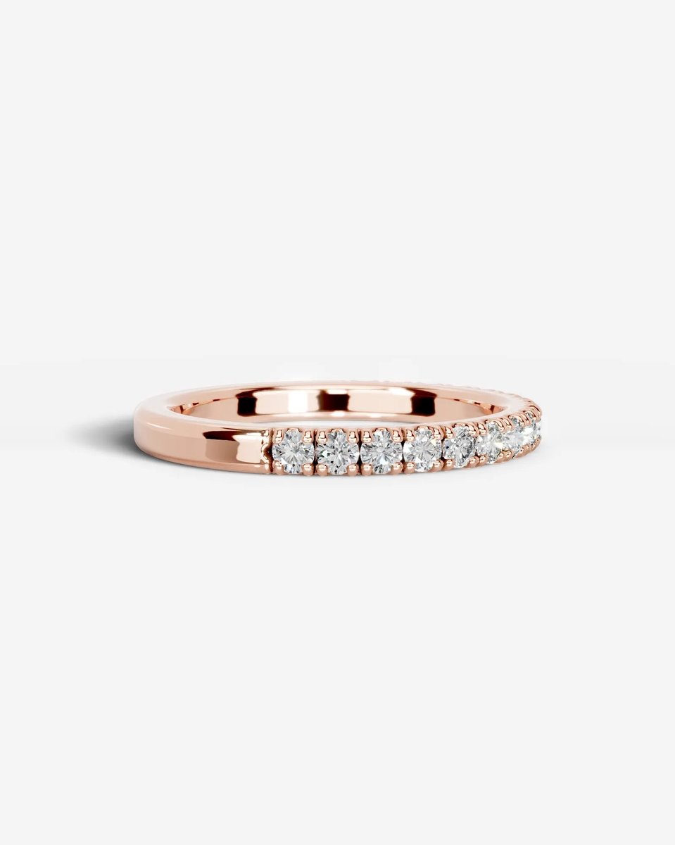 Stephanie Lab Grown Round Diamond Wedding Ring - Rose Gold