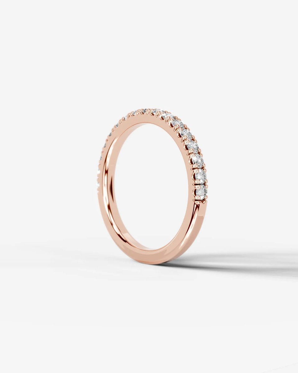 Stephanie Lab Grown Round Diamond Wedding Ring - Rose Gold