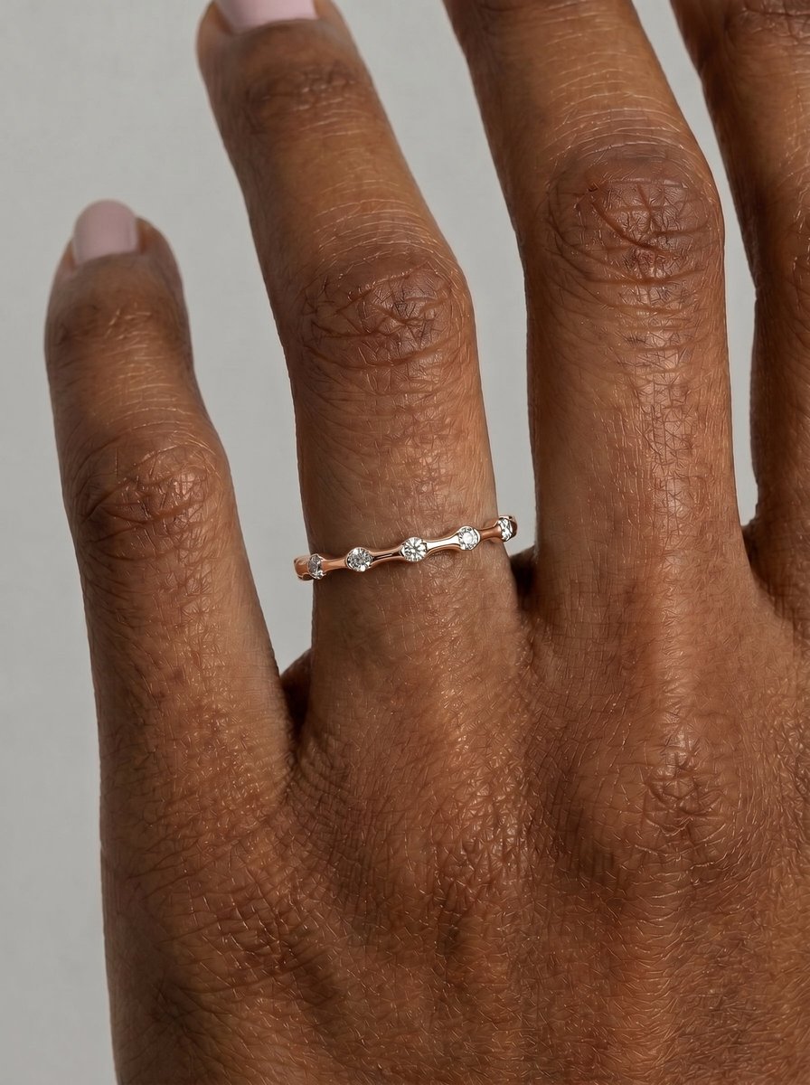 Sunny Lab Grown Round Diamond Wedding Ring - Rose Gold