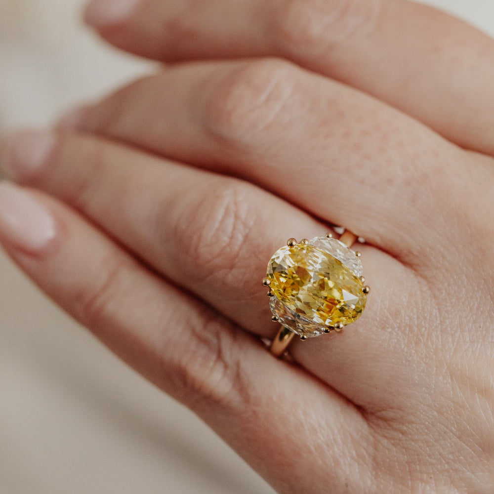 The Thalia Elongated Oval Yellow Sri Lanka Sapphire Ring
