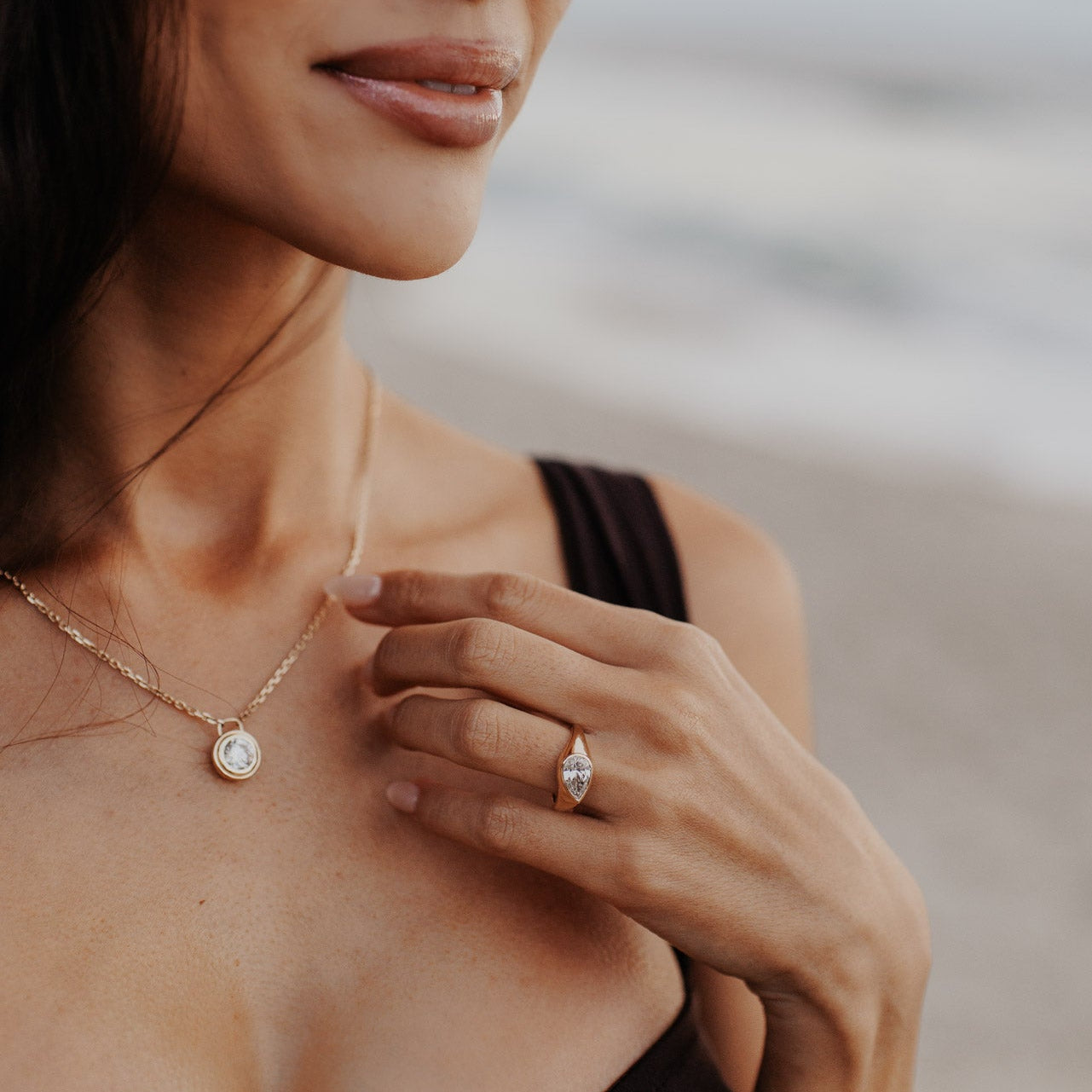 The Santorini Pear Ring