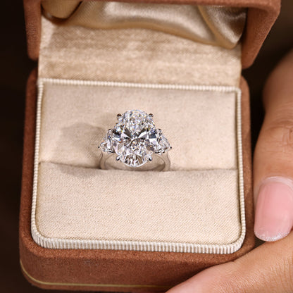 IGI Certified 10 -15 Carat Oval Diamond Ring in Three Stone Style