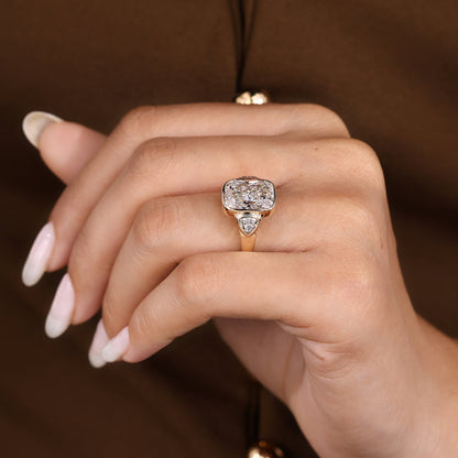IGI Certified 5-10 Carat Elongated Cushion Cut Ring in bezel setting