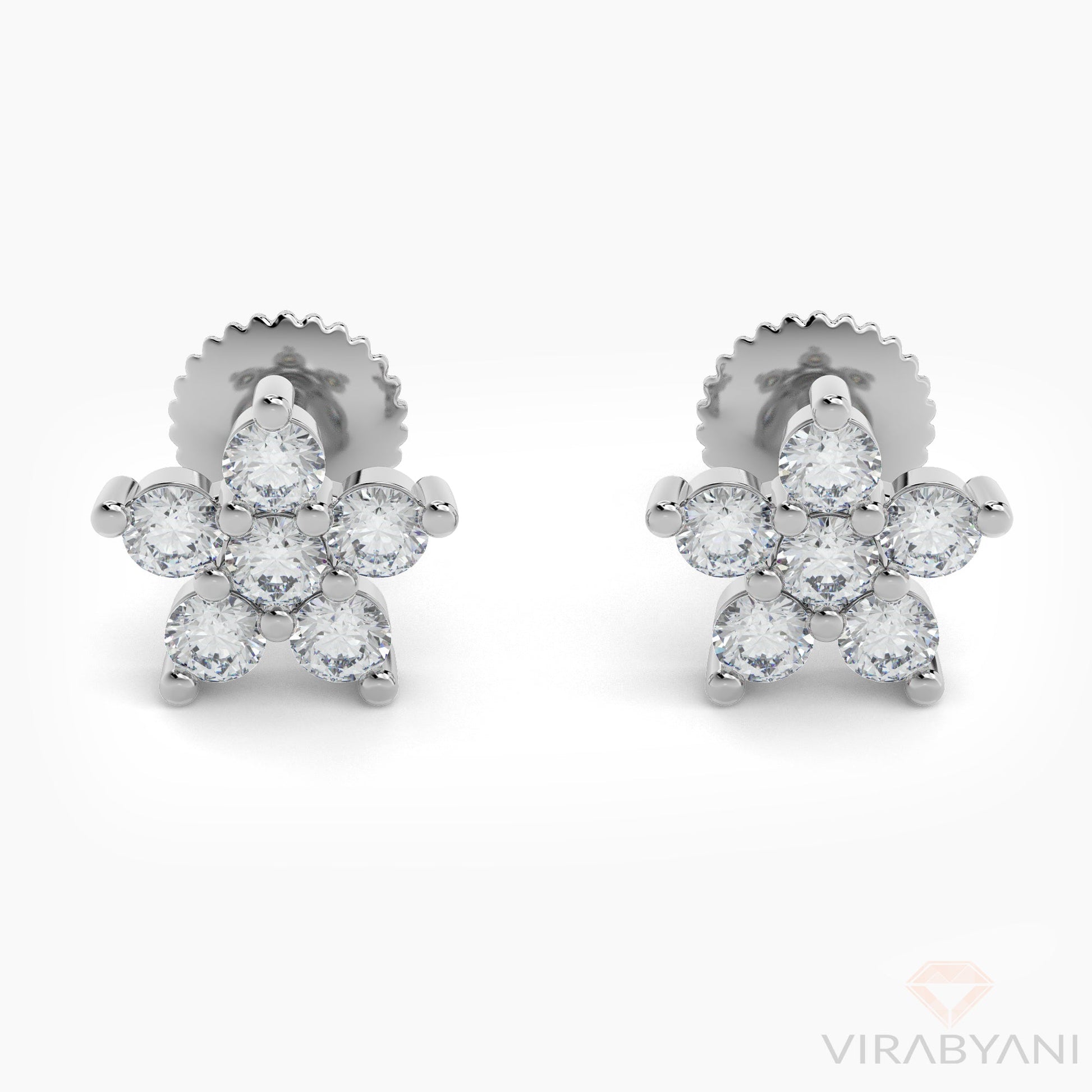 0.36 ct. Diamond Flower Stud Earrings - 18K Rose Gold
