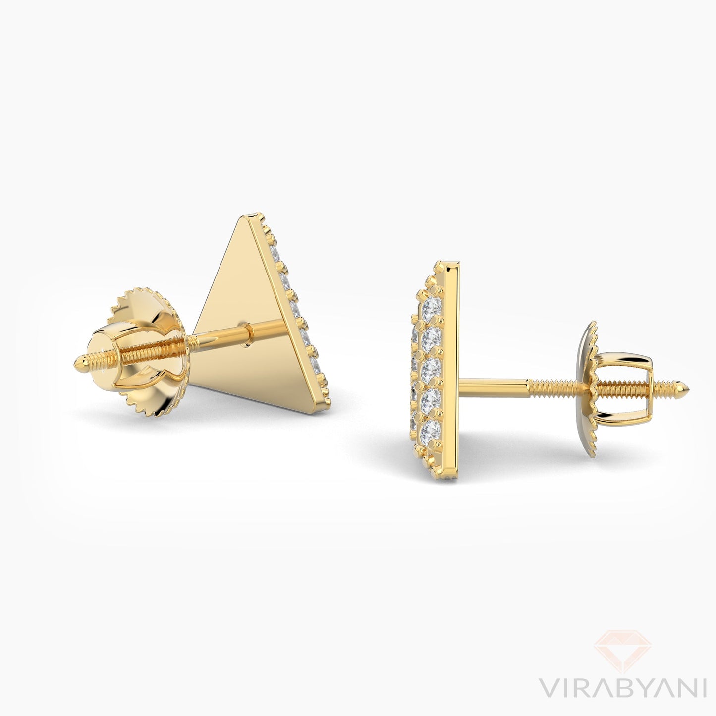 Triangle Shaped AMoré Pavé Earrings With 0.40 ct. Diamonds - 18K Yellow Gold