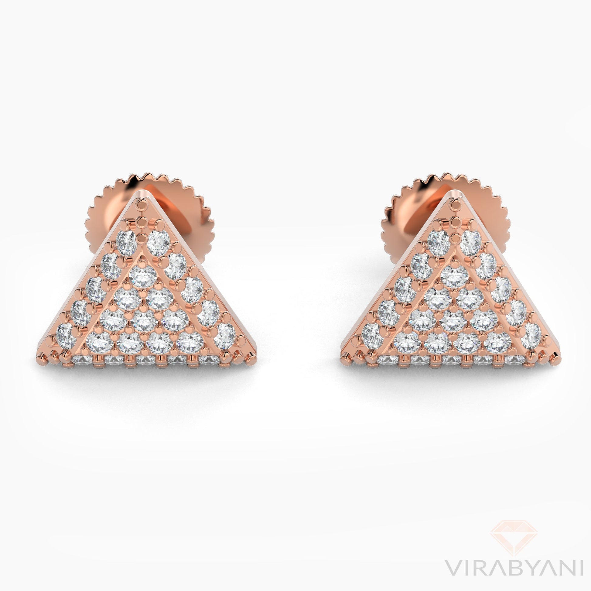 Triangle Shaped AMoré Pavé Earrings With 0.40 ct. Diamonds - 18K Rose Gold