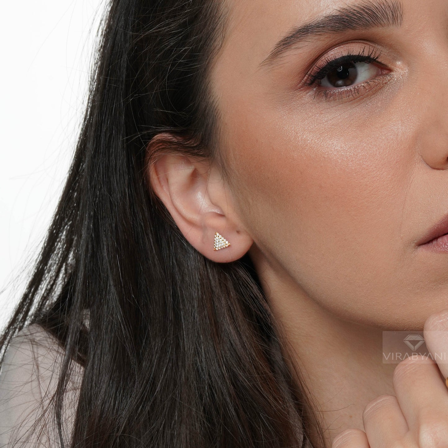Triangle Shaped AMoré Pavé Earrings With 0.40 ct. Diamonds - 14K White Gold