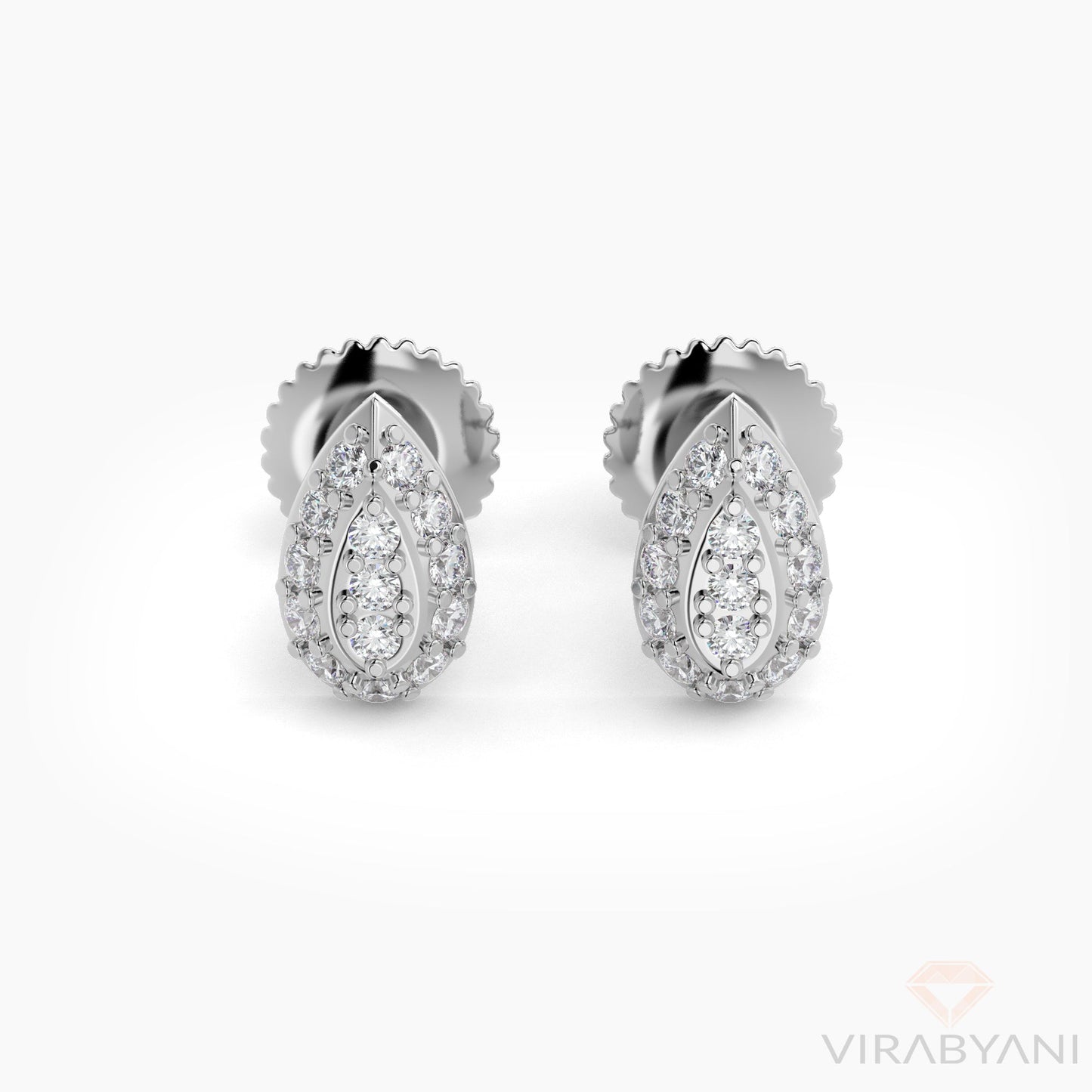 Pear Shaped AMoré Pavé Stud Earrings With 0.22 ct. Diamonds - Platinum 950