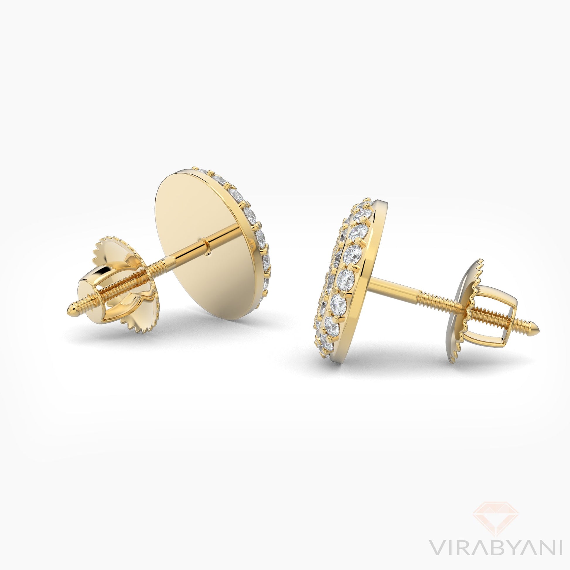 Round Shaped AMoré Pavé Stud Earrings With 0.60 ct. Diamonds - 18K Yellow Gold