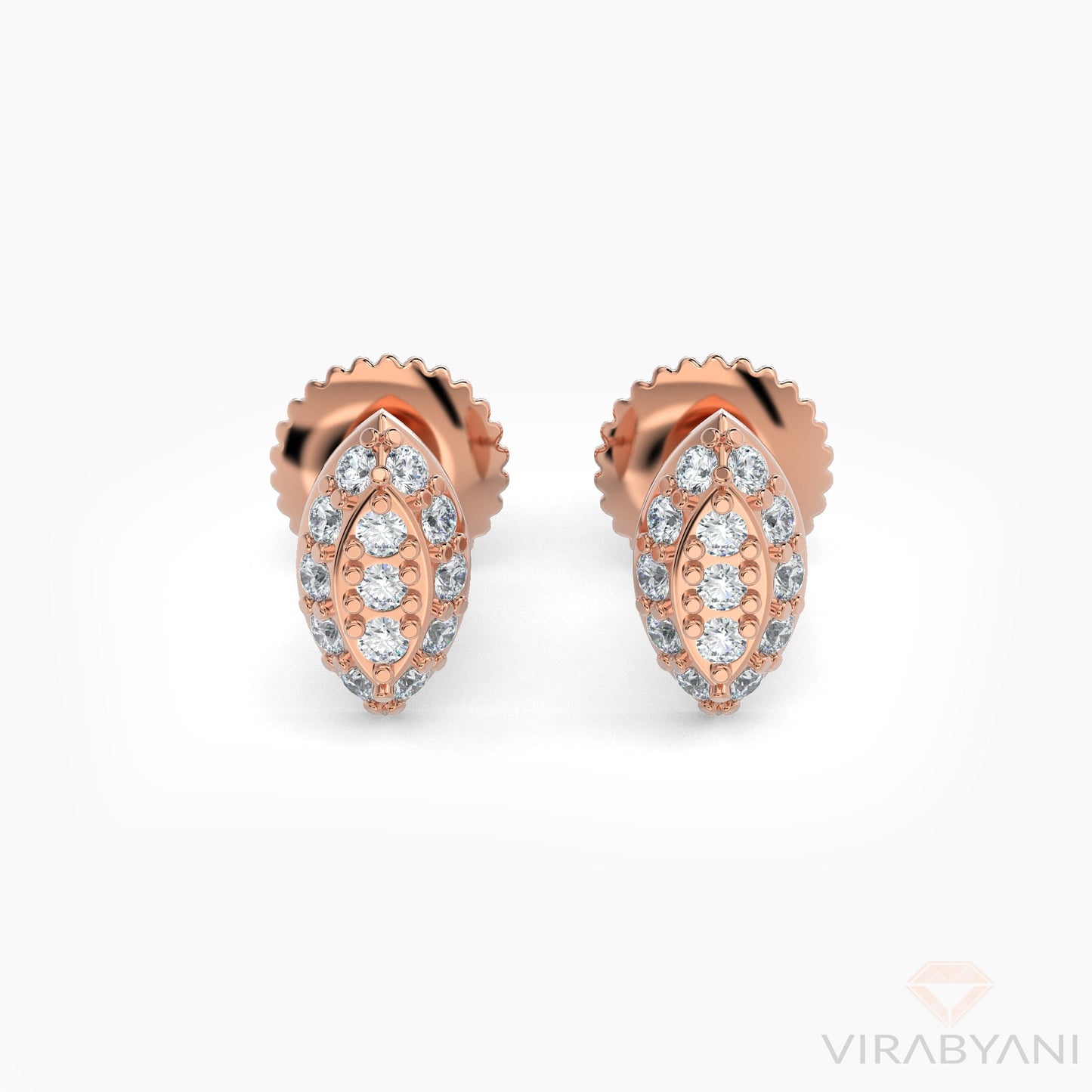 Marquise Shaped AMoré Pavé Stud Earrings With 0.20 ct. Diamonds - 18K Rose Gold