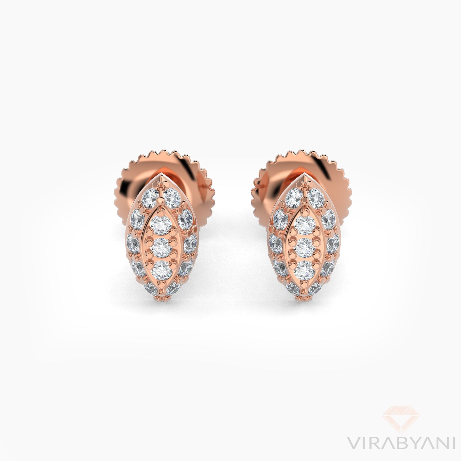 Marquise Shaped AMoré Pavé Stud Earrings With 0.20 ct. Diamonds - 18K Rose Gold
