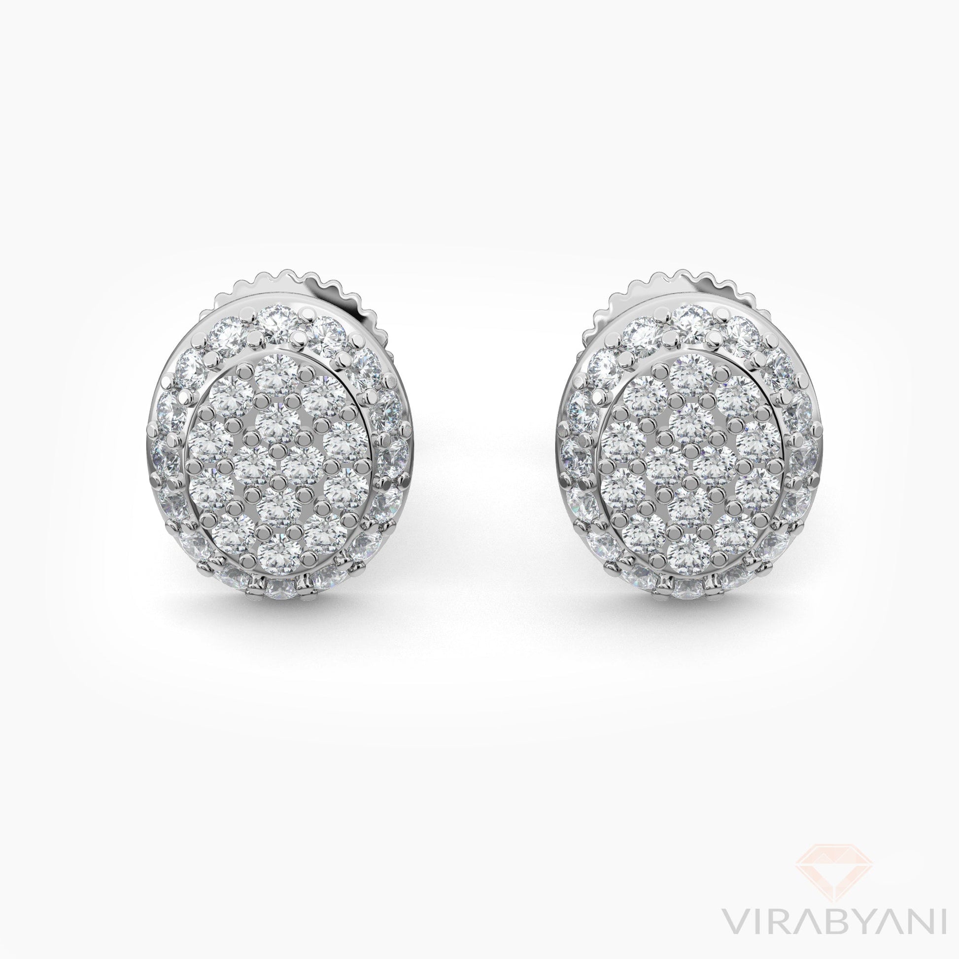 Oval Shaped AMoré Pavé Stud Earrings With 0.50 ct. Diamonds - 18K White Gold