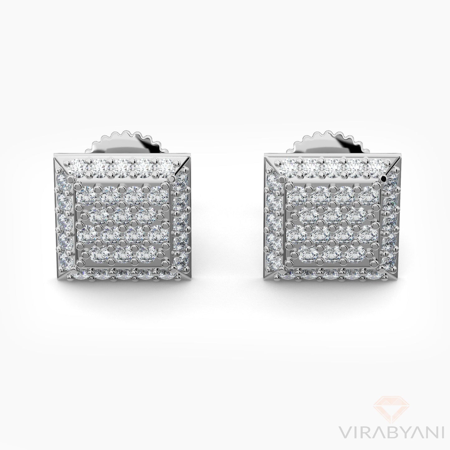 Square Shaped AMoré Pavé Stud Earrings With 0.55 ct. Diamonds - 18K Rose Gold