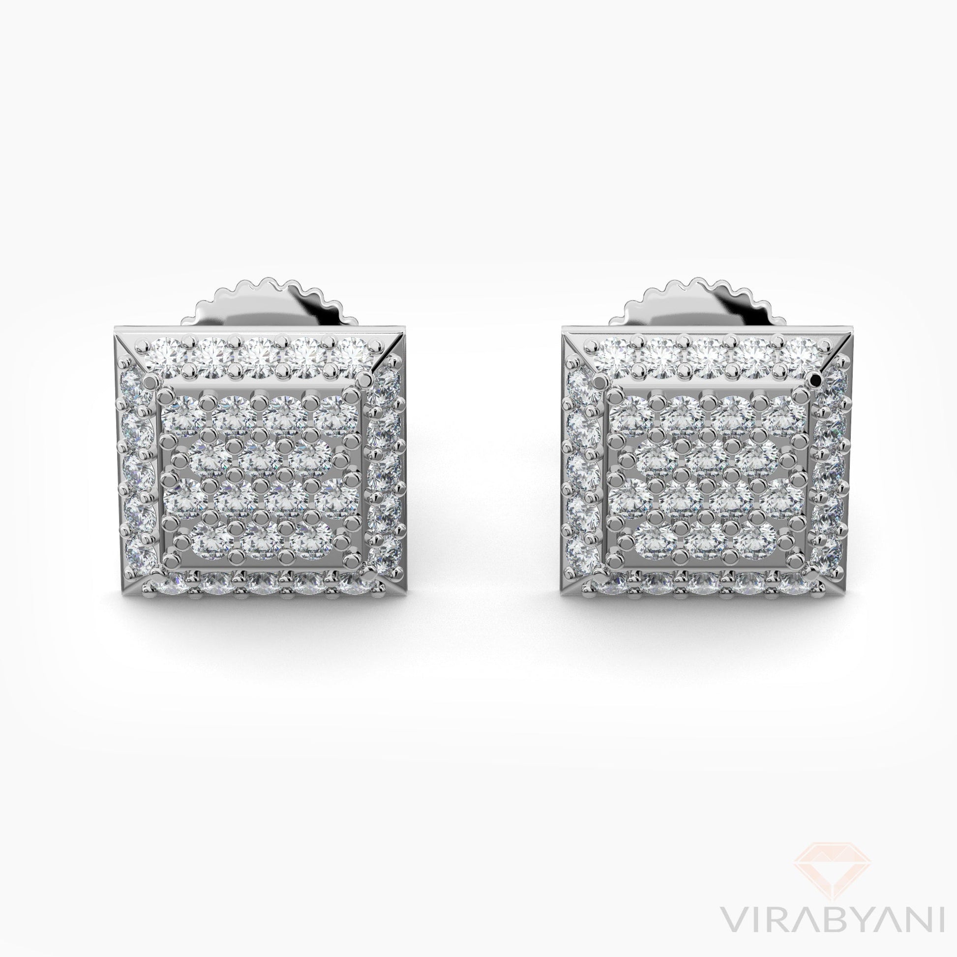 Square Shaped AMoré Pavé Stud Earrings With 0.55 ct. Diamonds - 18K Rose Gold