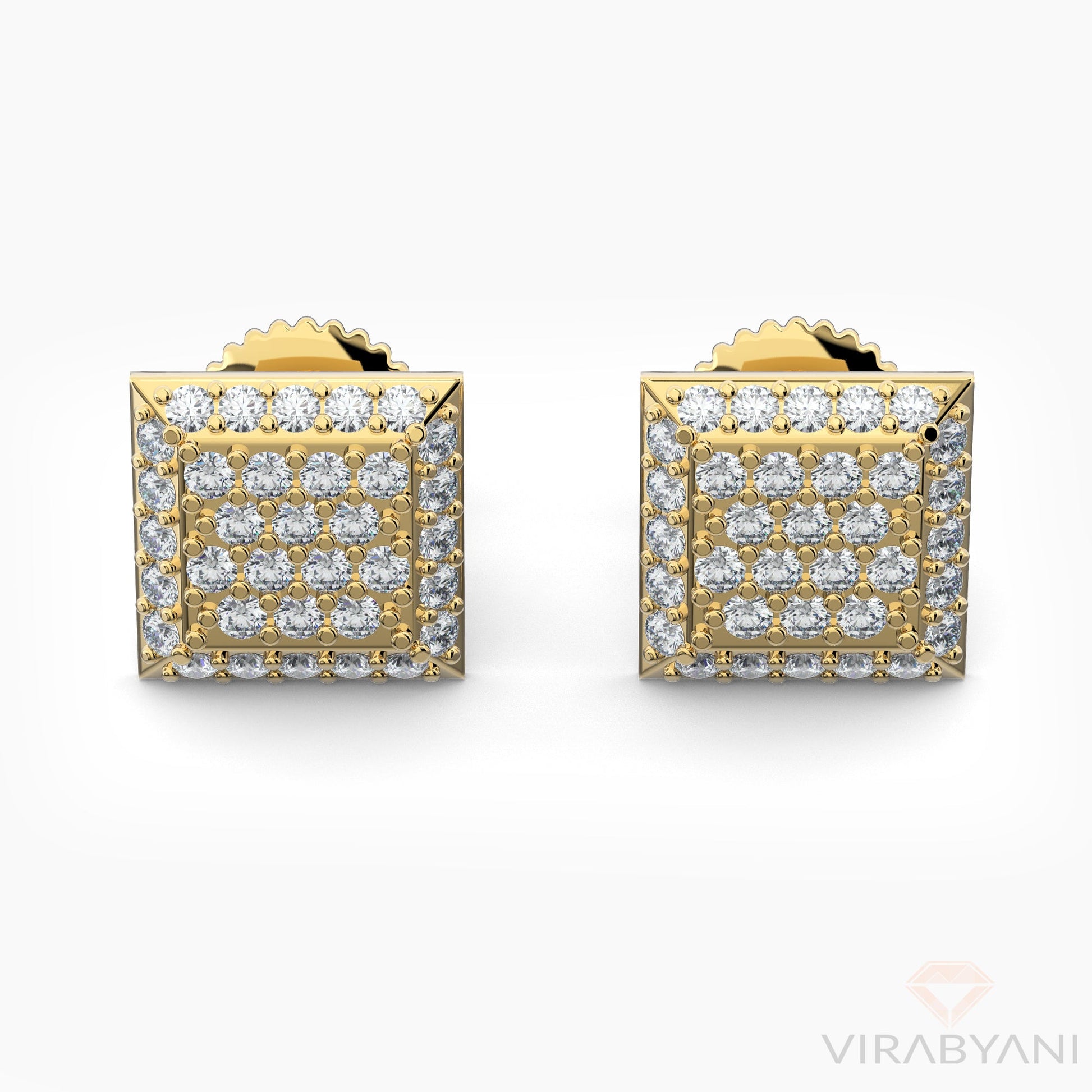 Square Shaped AMoré Pavé Stud Earrings With 0.55 ct. Diamonds - 18K White Gold