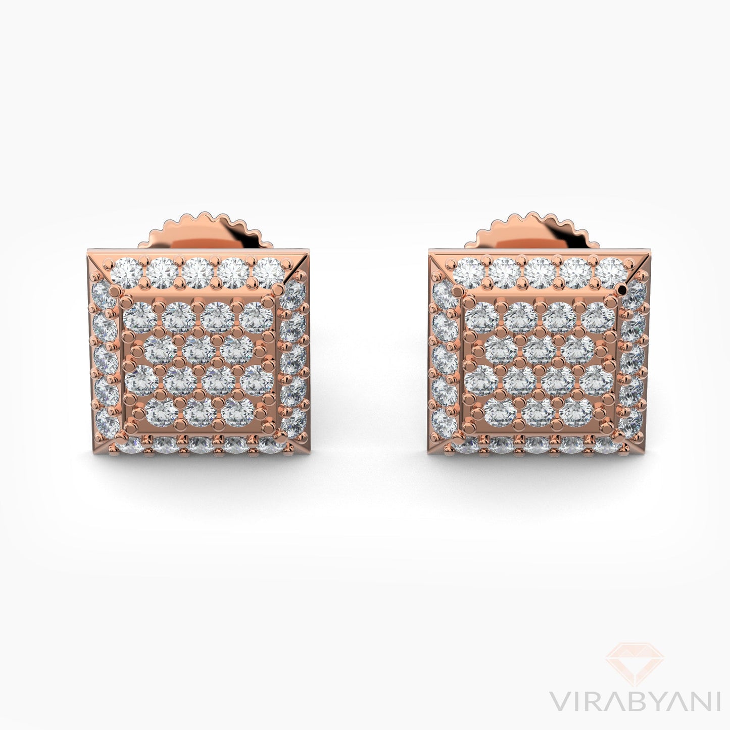 Square Shaped AMoré Pavé Stud Earrings With 0.55 ct. Diamonds - Platinum 950