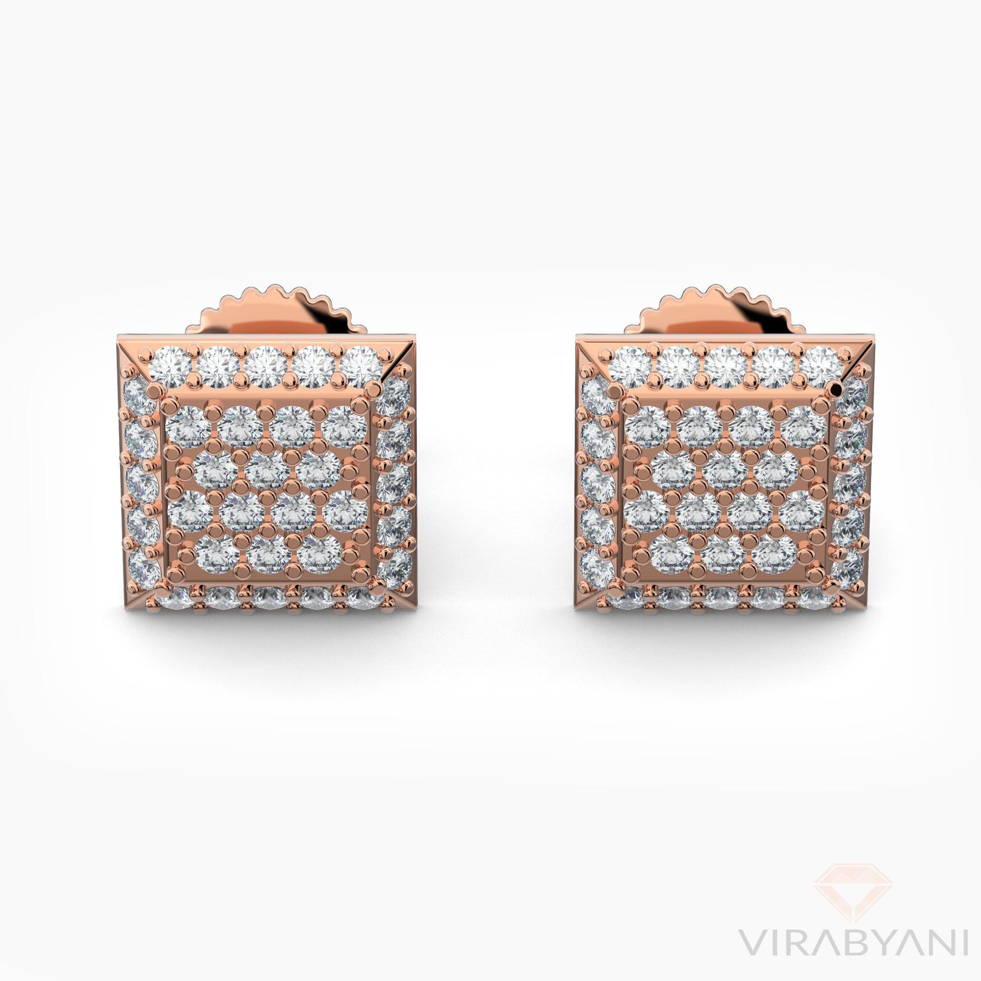 Square Shaped AMoré Pavé Stud Earrings With 0.55 ct. Diamonds - Platinum 950