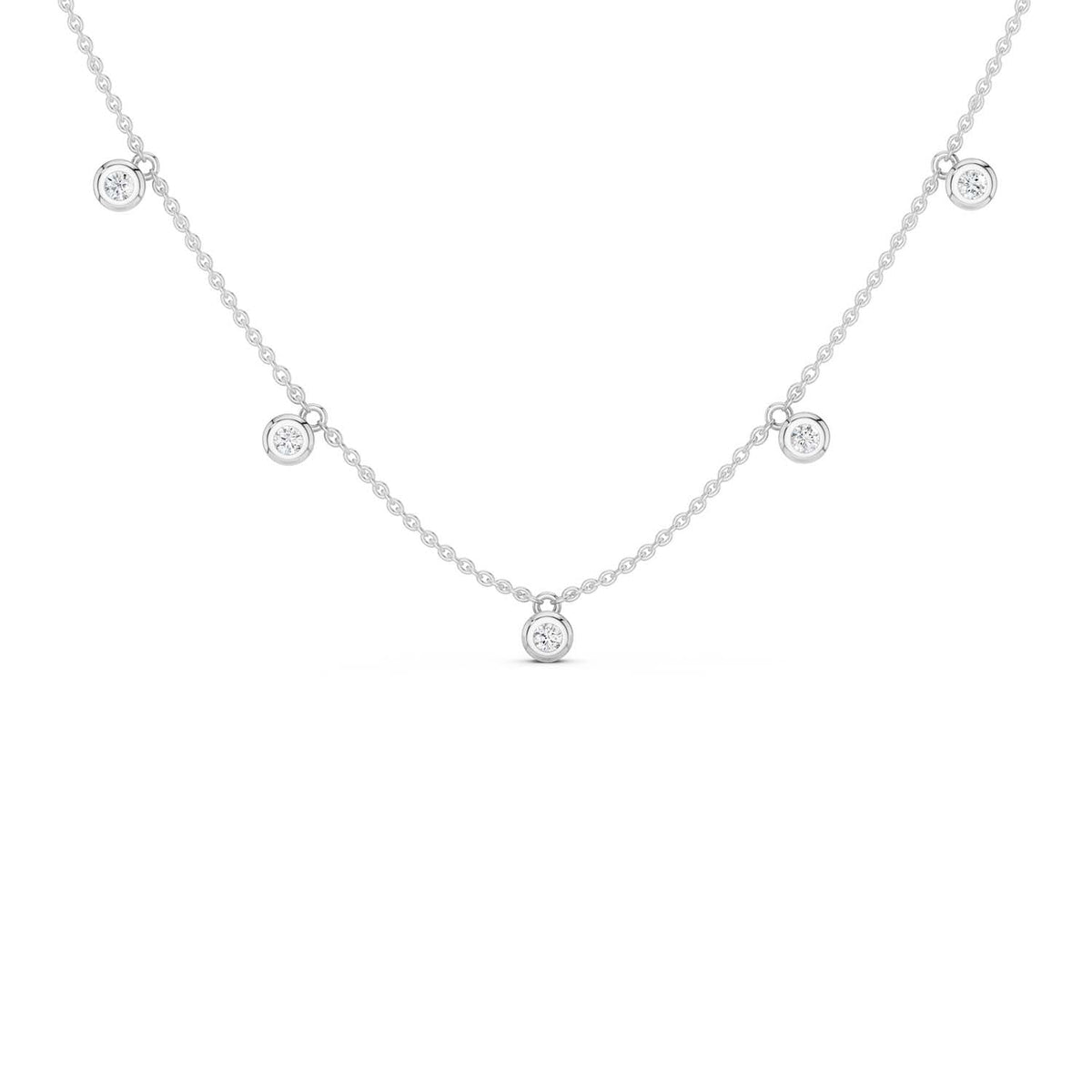 Mini-Round Encompassing Stationed Necklace