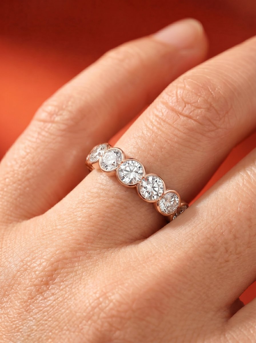 Velinda Lab Grown Round Diamond Wedding Ring - Rose Gold