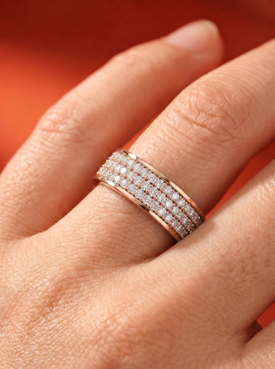 Vera Lab Grown Round Diamond Wedding Ring - Rose Gold