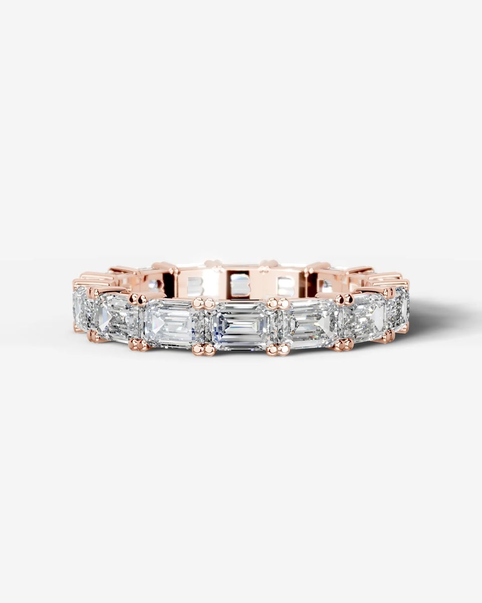 Vicky Lab Grown Emerald Diamond Wedding Ring - Rose Gold