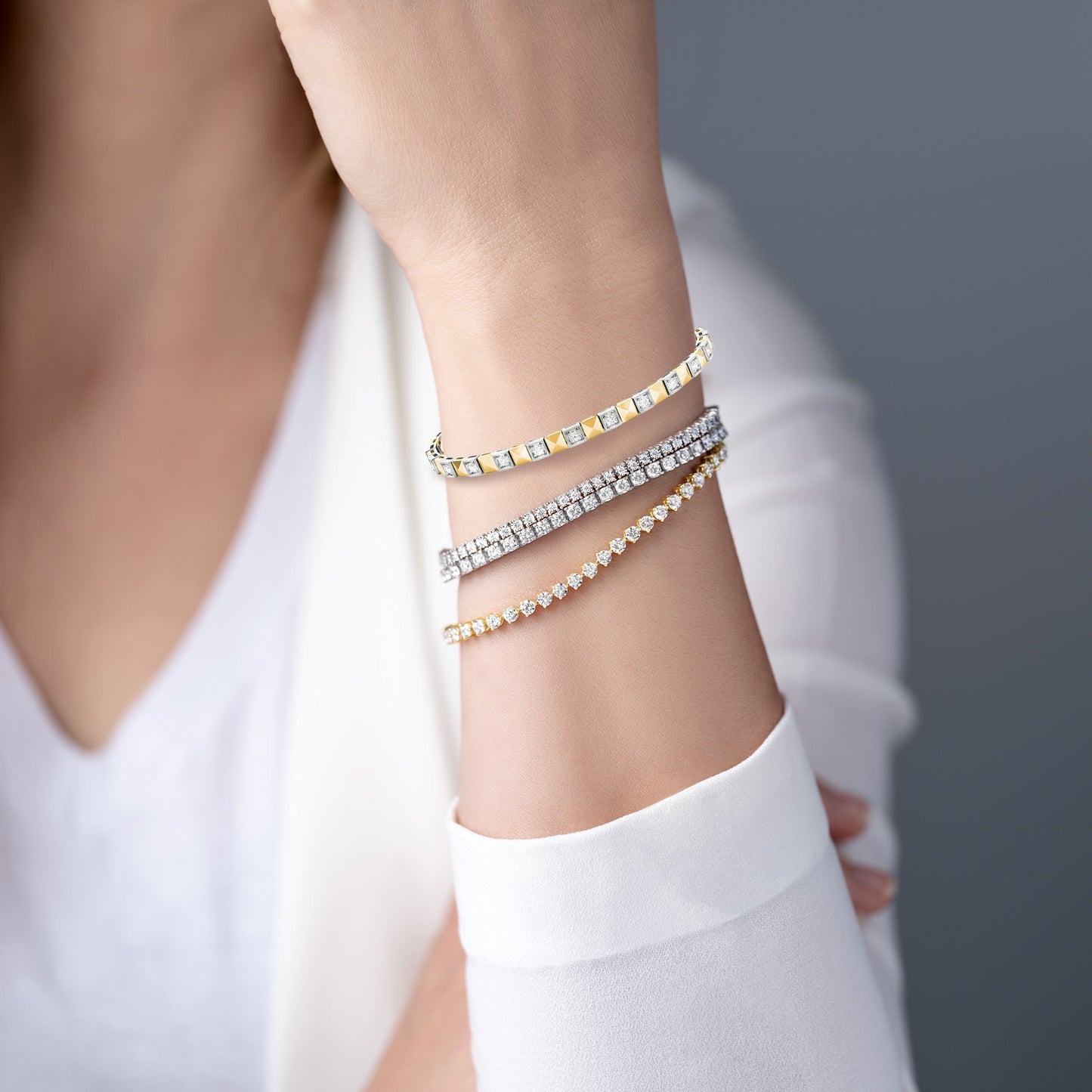 0.50 ct. Diamond Vintage Inspired Tennis Bracelet Milgrain Prong Set - 14K Yellow & White Gold